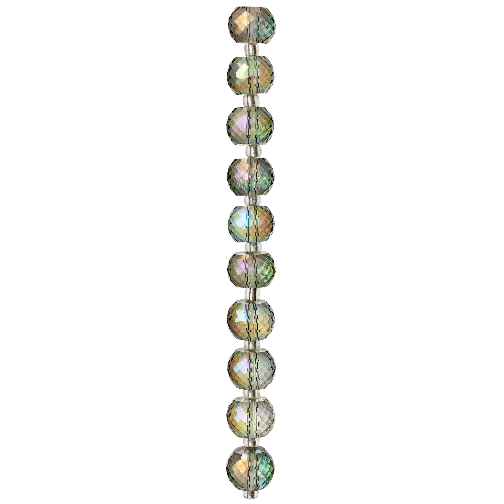Aqua Faceted Rondelle Glass Beads, 10mm by Bead Landing™